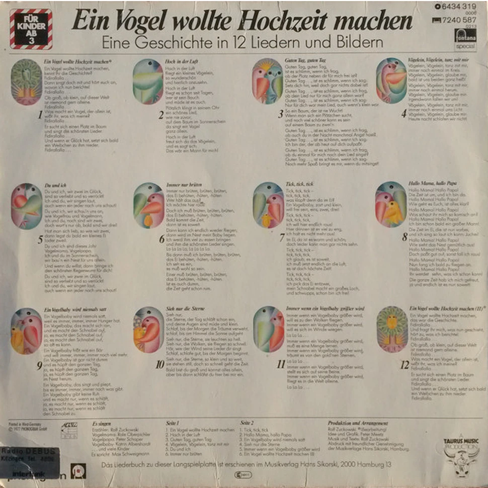 Rolf Zuckowski - Ein Vogel Wollte Hochzeit Machen (Eine Geschichte In 12 Liedern Und Bildern)