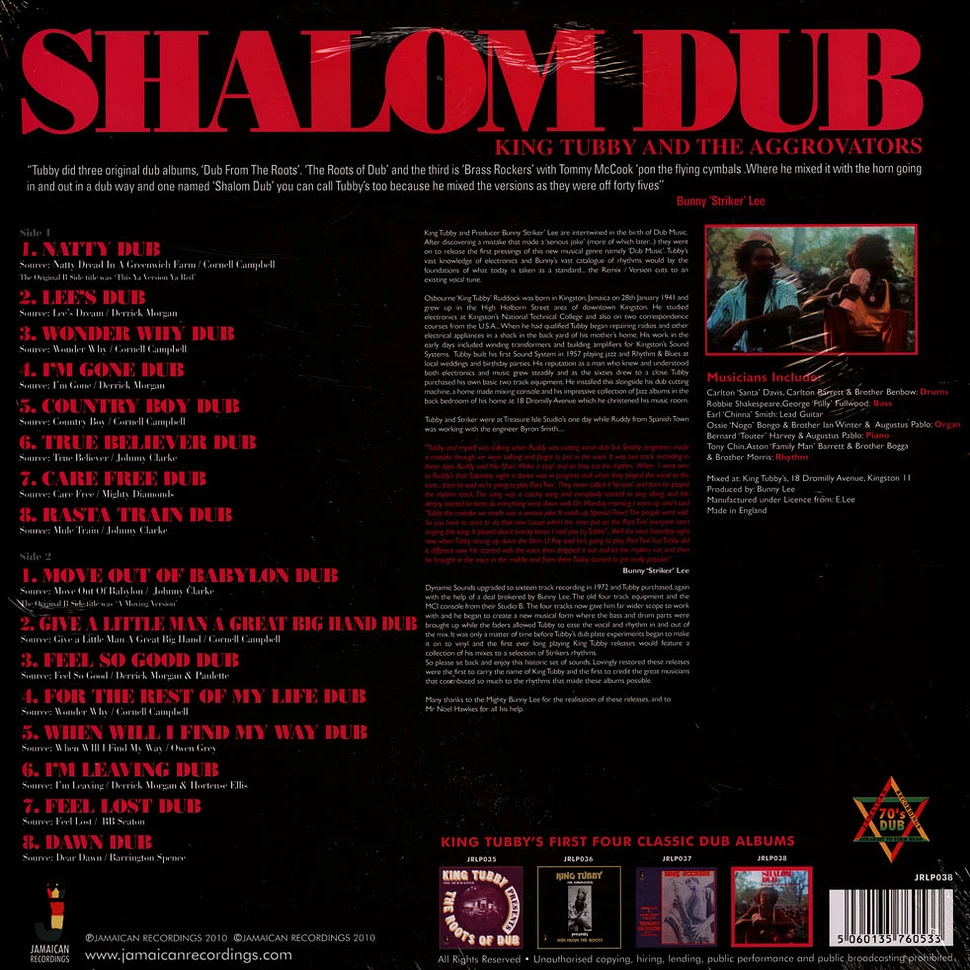 King Tubby And The Aggrovators - Shalom Dub - Vinyl LP - 1975 - UK