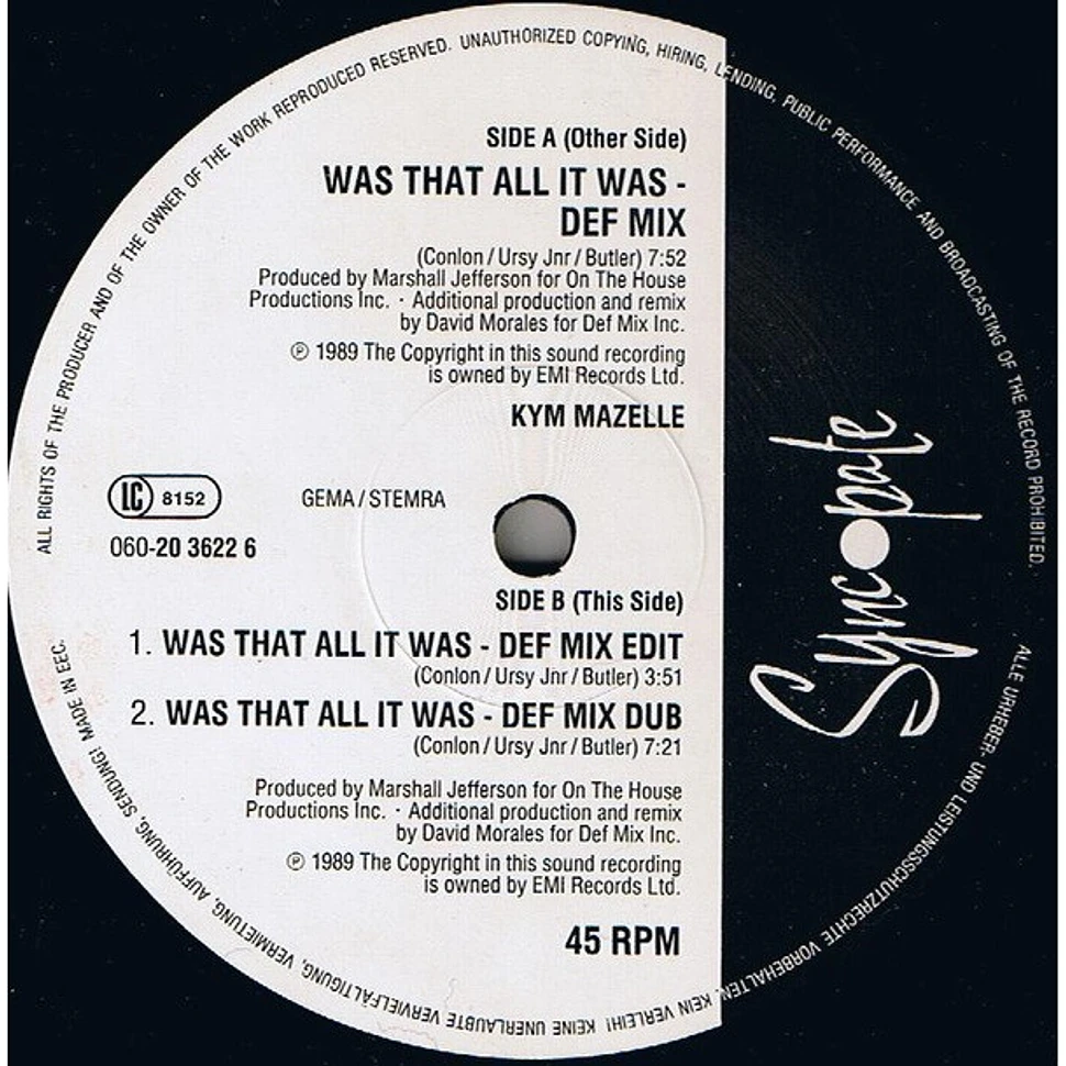 Kym Mazelle - Was That All It Was