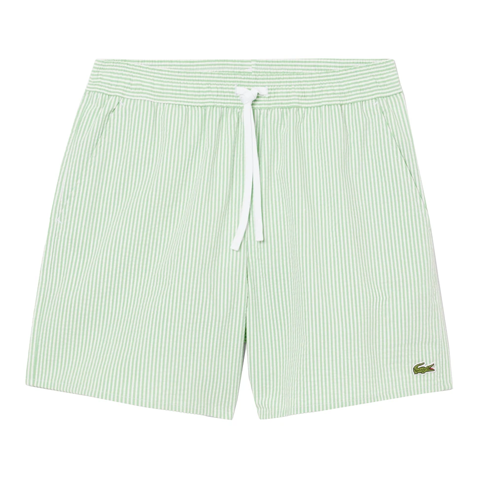 Lacoste - Striped Seersucker Swim Trunks