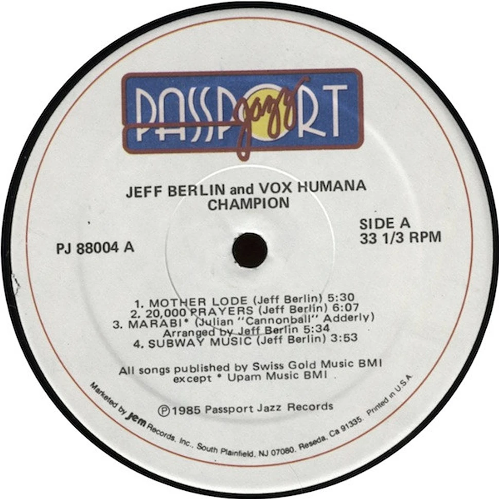 Jeff Berlin & Vox Humana - Champion