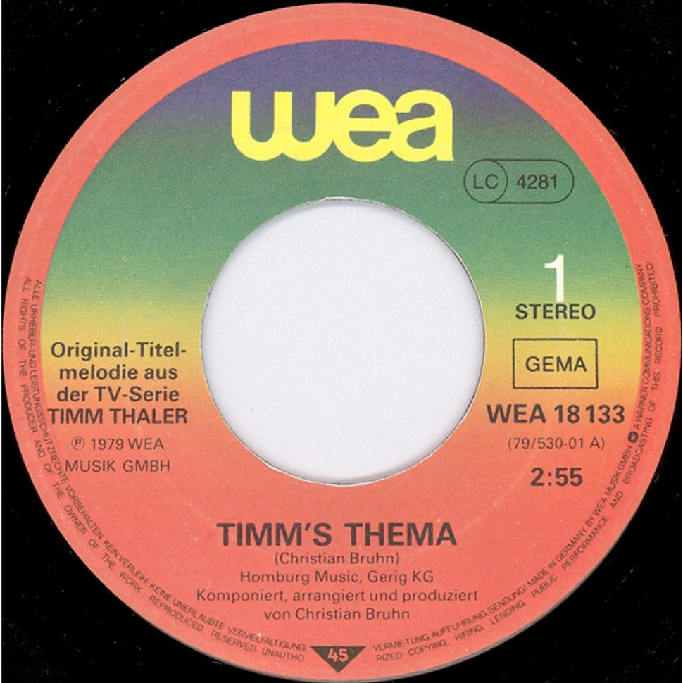 Christian Bruhn - Timm's Thema (Original Filmmusik Aus Der TV-Serie Timm Thaler)