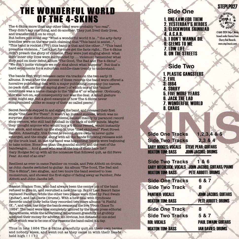 4-Skins - Wonderful World / The Best Of The 4-Skins Blood Red Transparent Vinyl Edition