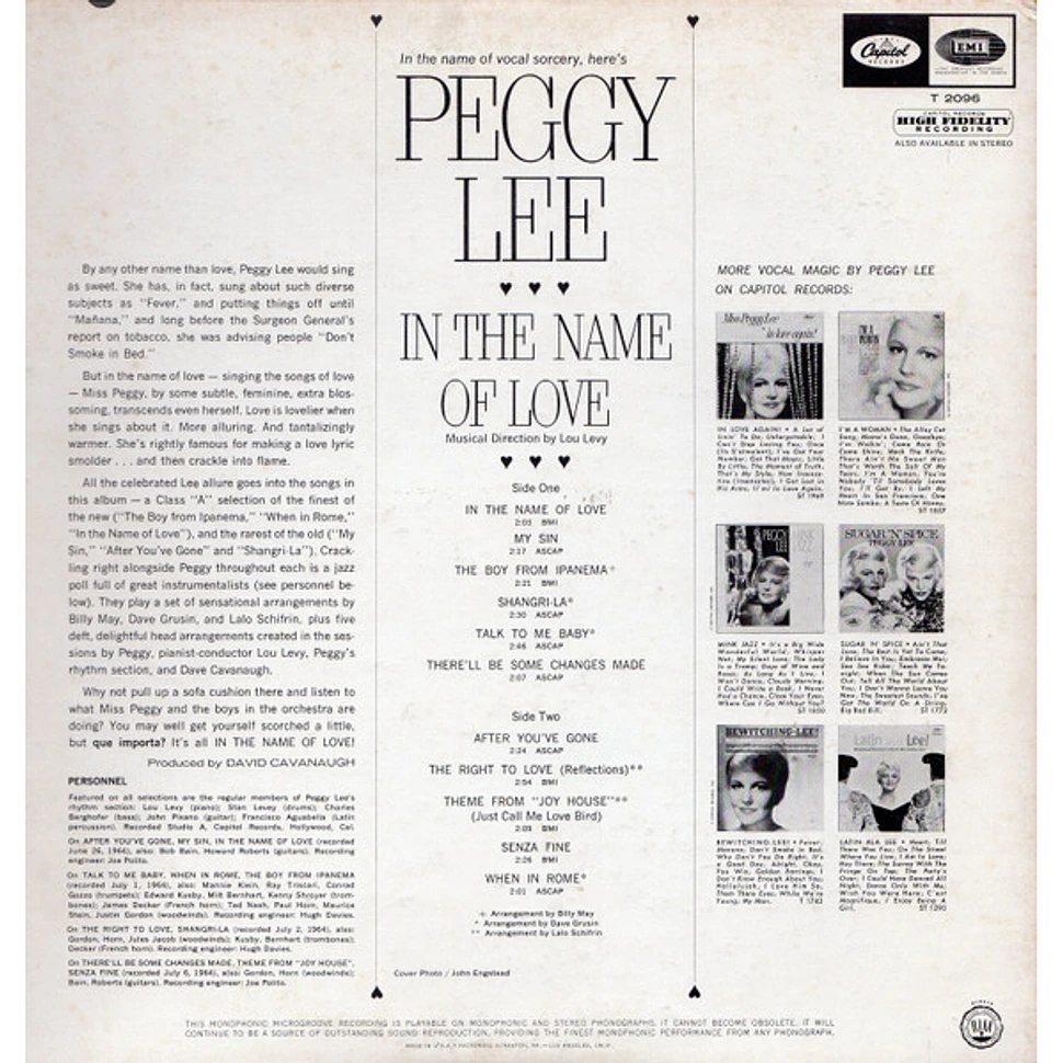 Peggy Lee - In The Name Of Love