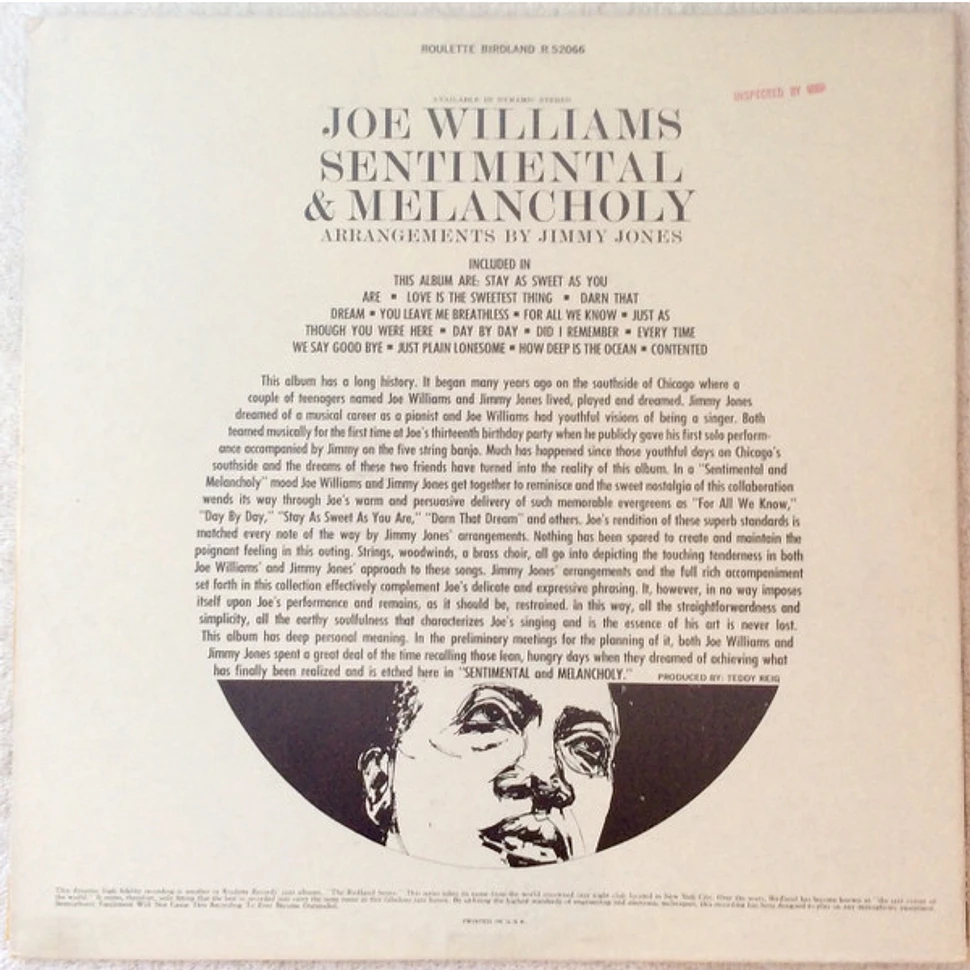 Joe Williams - Sentimental & Melancholy