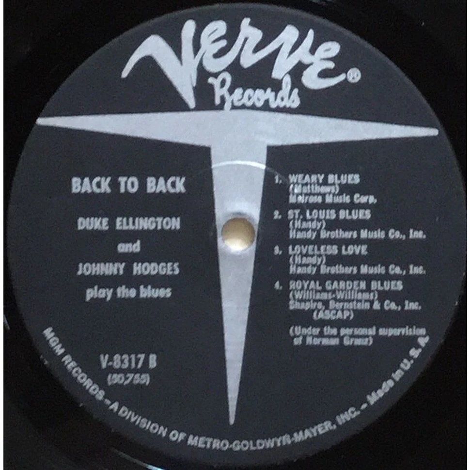 Duke Ellington & Johnny Hodges - Back To Back (Duke Ellington And Johnny Hodges Play The Blues)