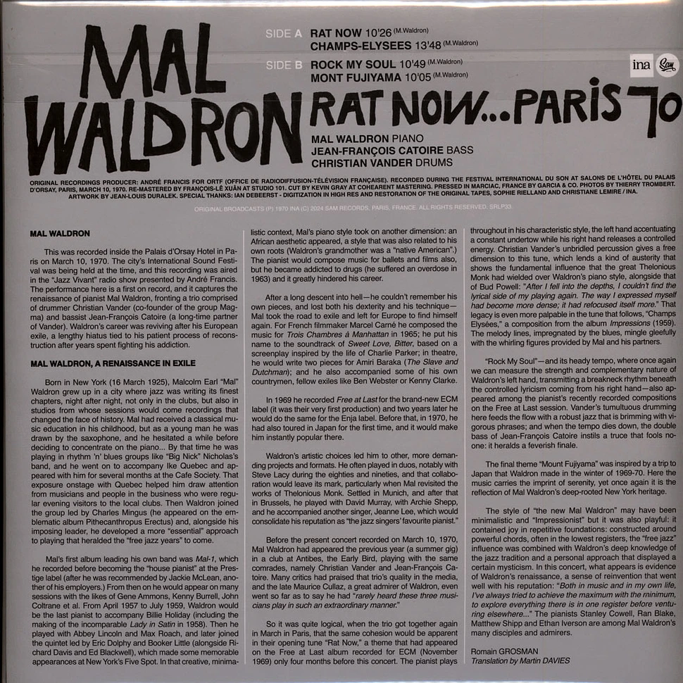 Mal Waldron - Rat Now Paris 70