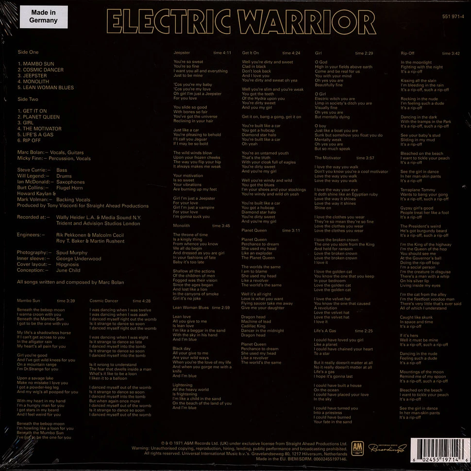 T. Rex - Electric Warrior Sky-Blue Vinyl Edition