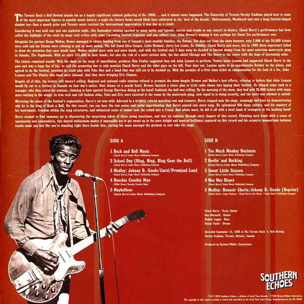 Chuck Berry - Toronto Rock N Roll Revival 1969 Yellow / Orange / Red Sunburst Effect Vinyl Edition