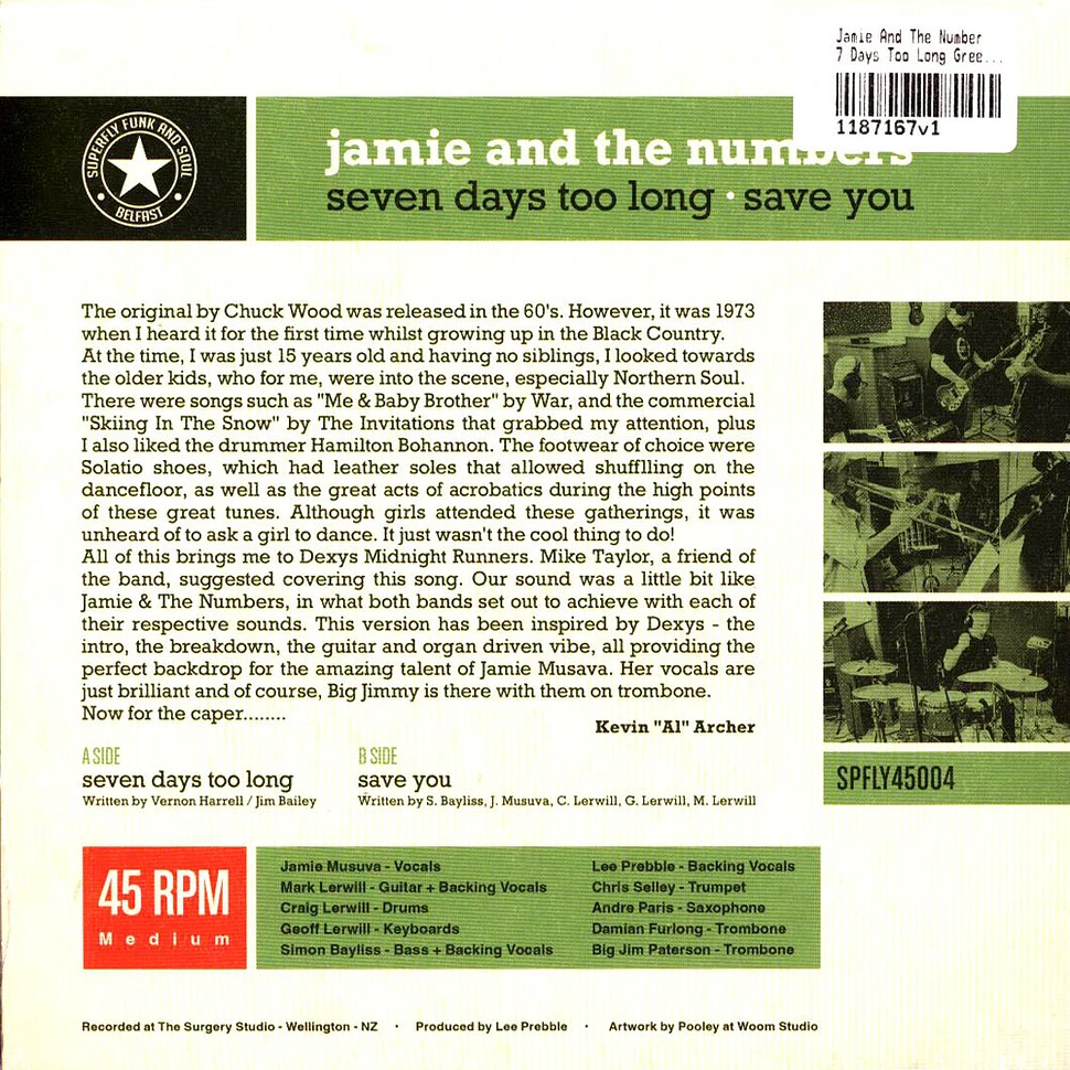 Jamie And The Number - 7 Days Too Long Green Vinyl Edition