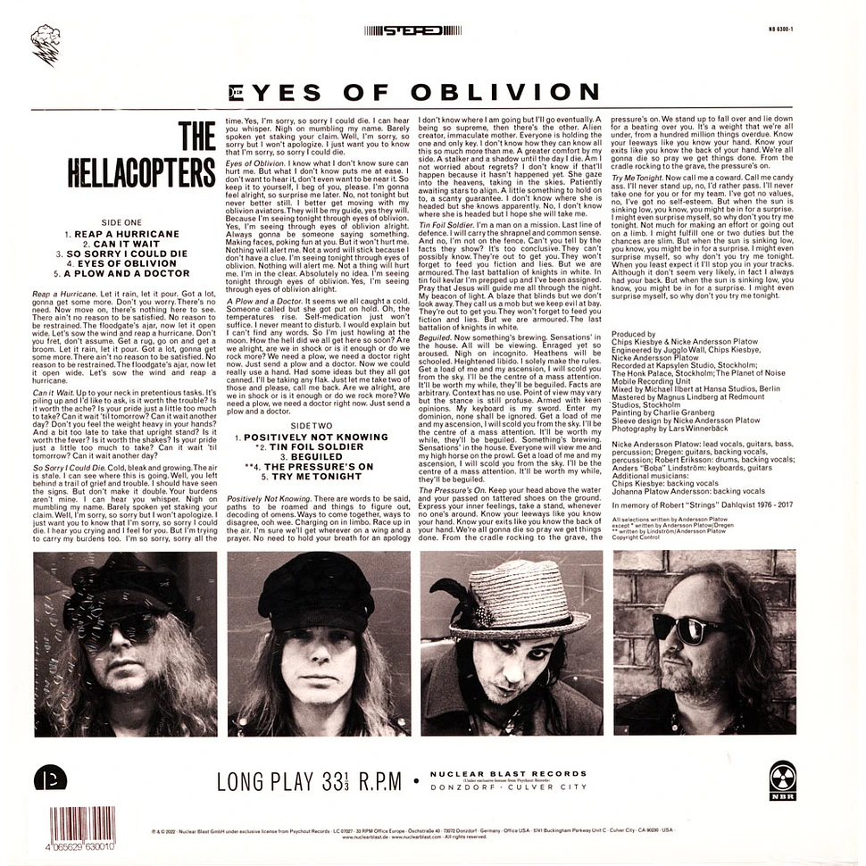 The Hellacopters - Eyes Of Oblivion Black Vinyl Edition