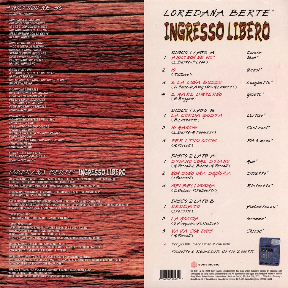 Loredana Berte' - Ingresso Libero Yellow-Red Vinyl Edition