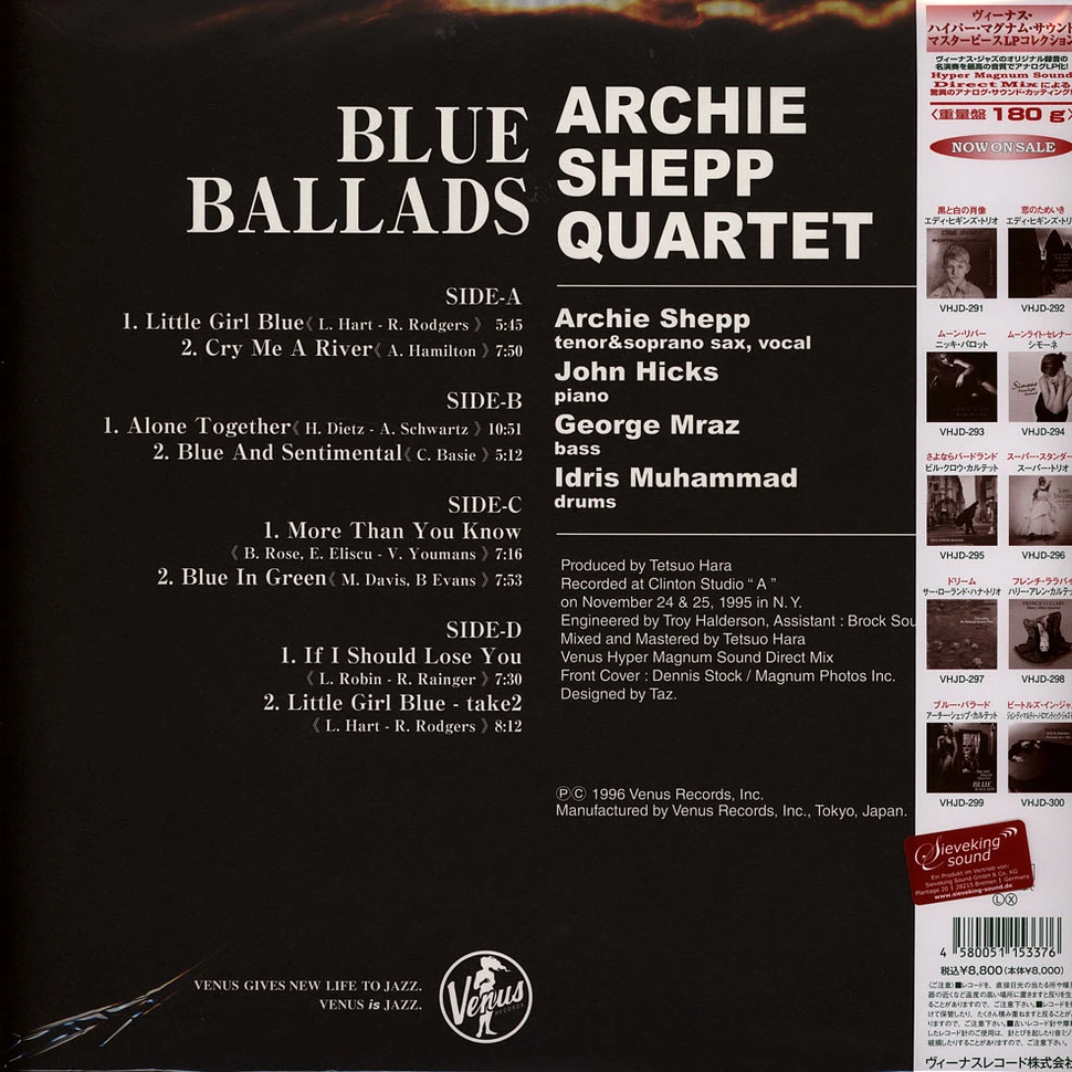 Archie Shepp Quartet - Blue Ballads - Vinyl 2LP - 1996 - JP