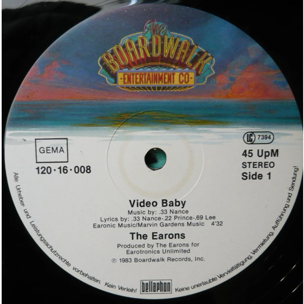 The Earons - Video Baby - Vinyl 12