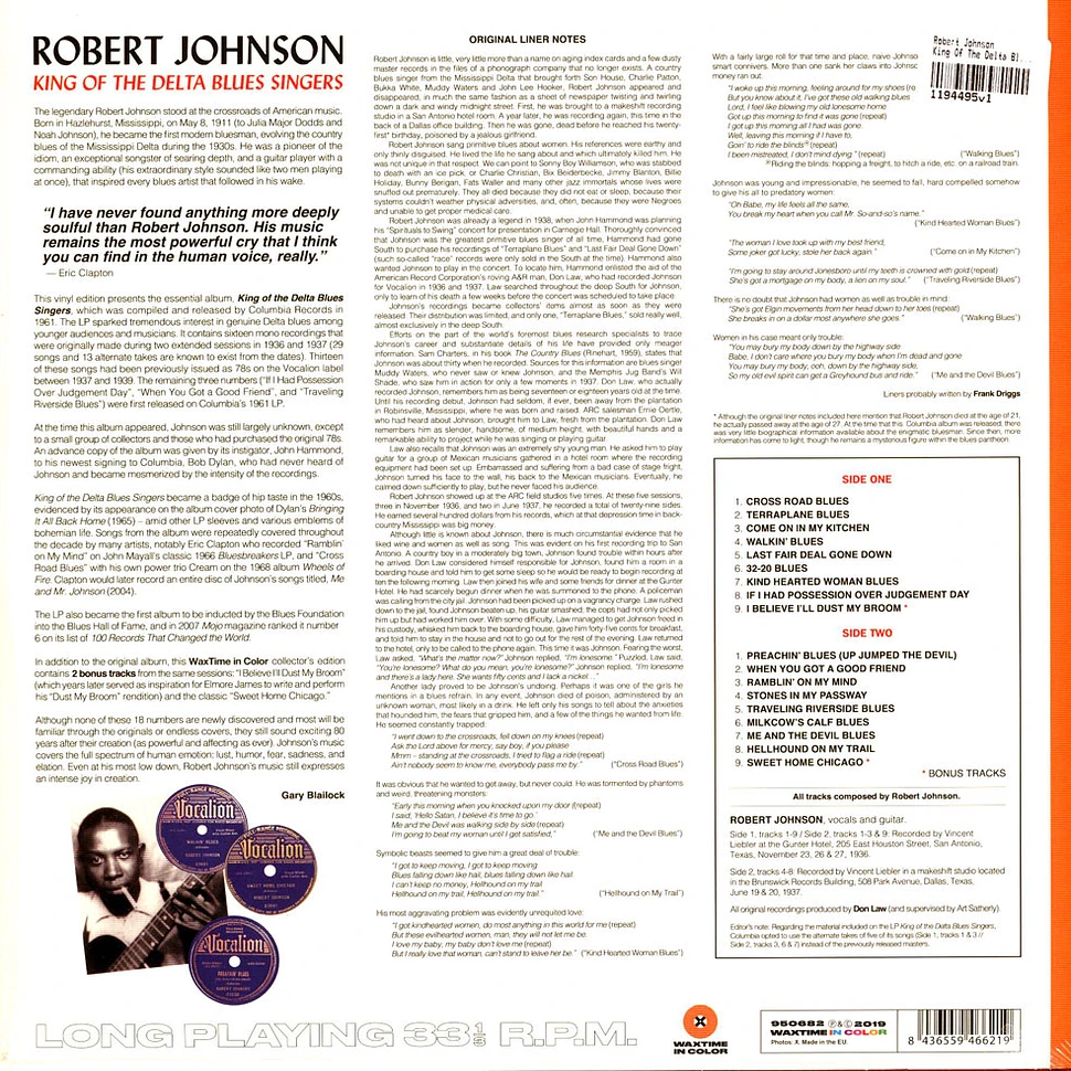 Robert Johnson - King Of The Delta Blues Singers Limited Farbige