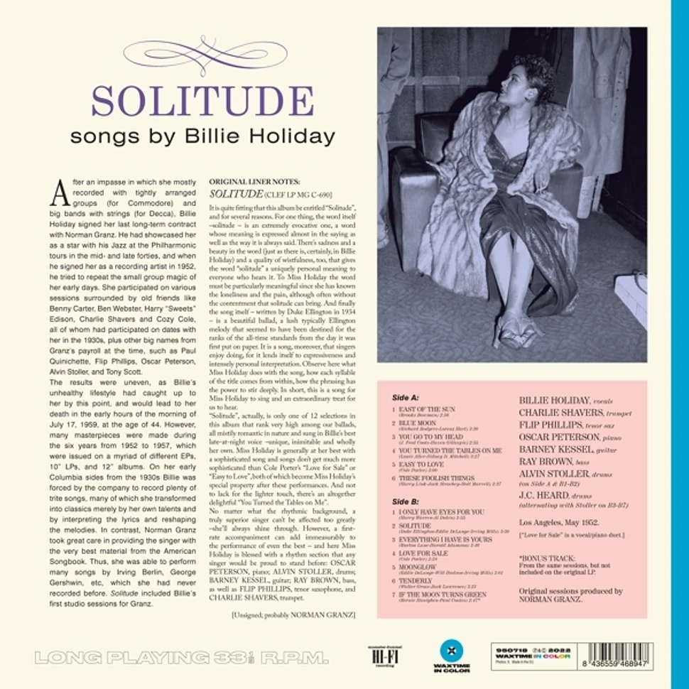 Billie Holiday - Solitude-Songs By Billie Holiday Limited Farb