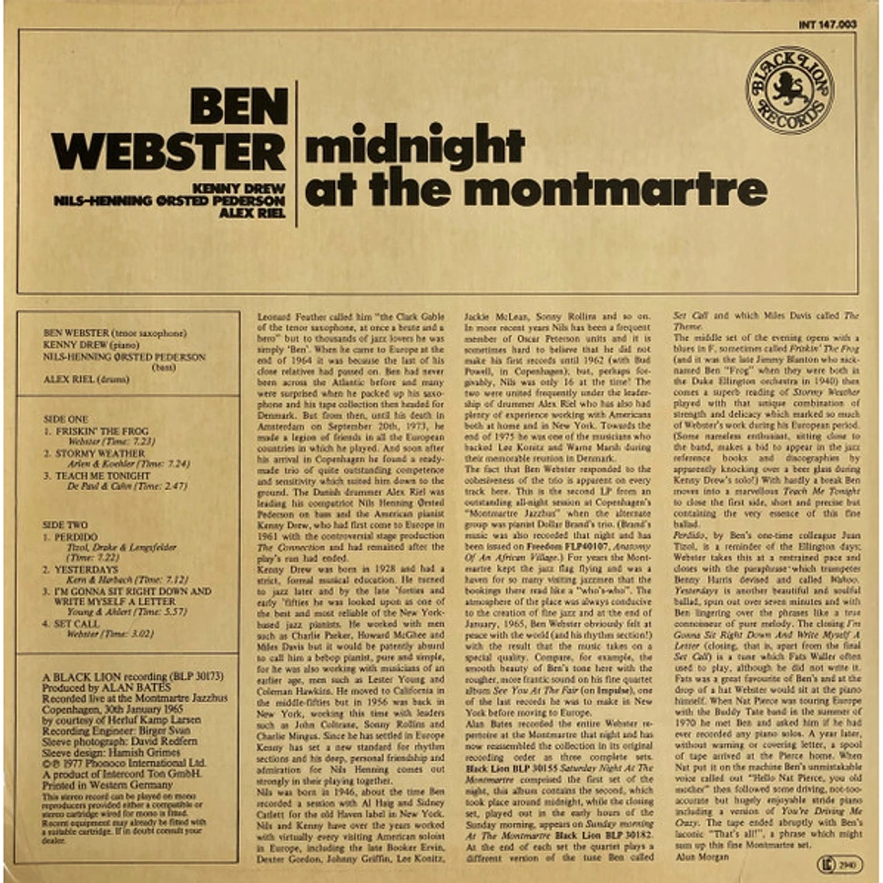 Ben Webster - Midnight At The Montmartre