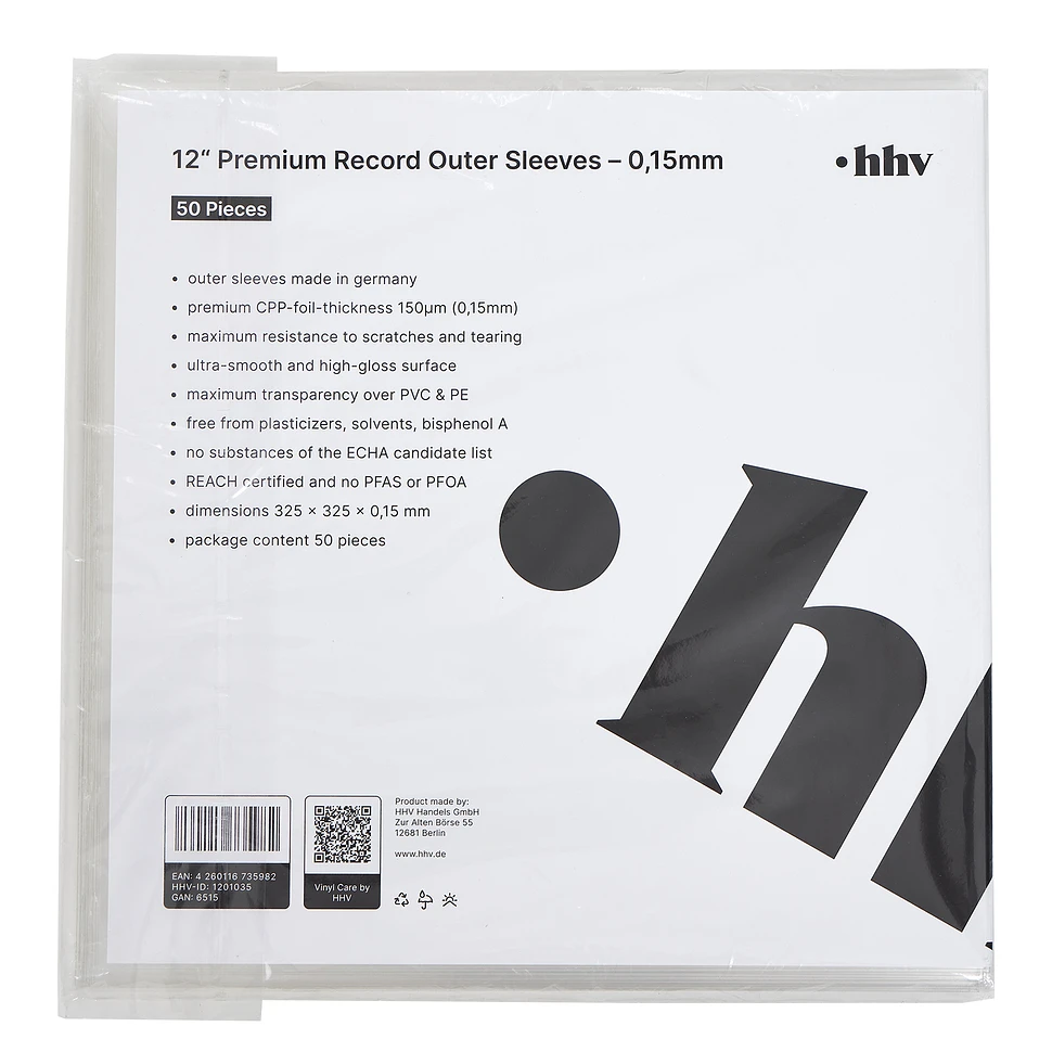 50x 12“ Premium Record Outer Sleeves - Außenhüllen (0,15mm / Made in Germany / CPP-Folie)