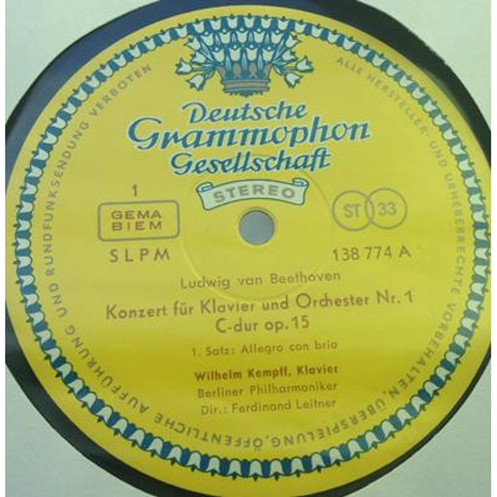 Ludwig van Beethoven / Wilhelm Kempff, Berliner Philharmoniker Dirigent: Ferdinand Leitner - Klavierkonzert Nr. 1 C-Dur, Op. 15