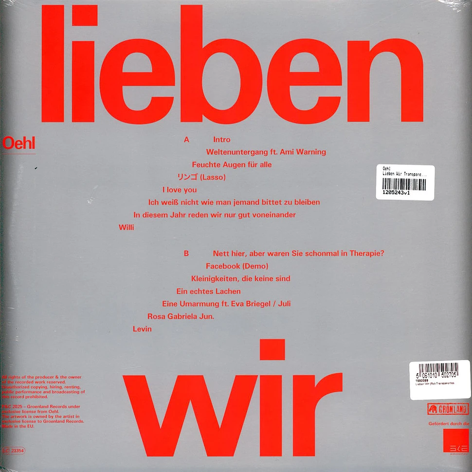 Oehl - Lieben Wir Transparent Red Vinyl Edition