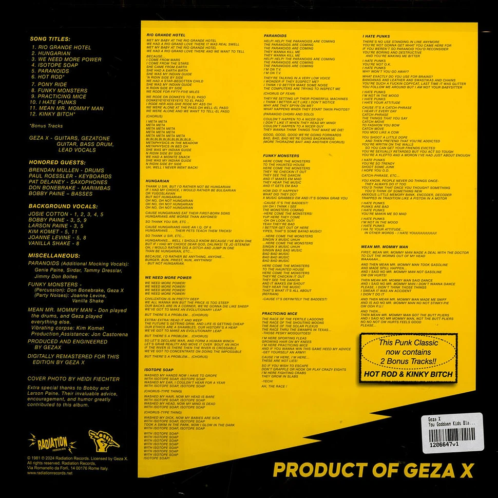 Geza X - You Goddamn Kids Black Vinyl Edition