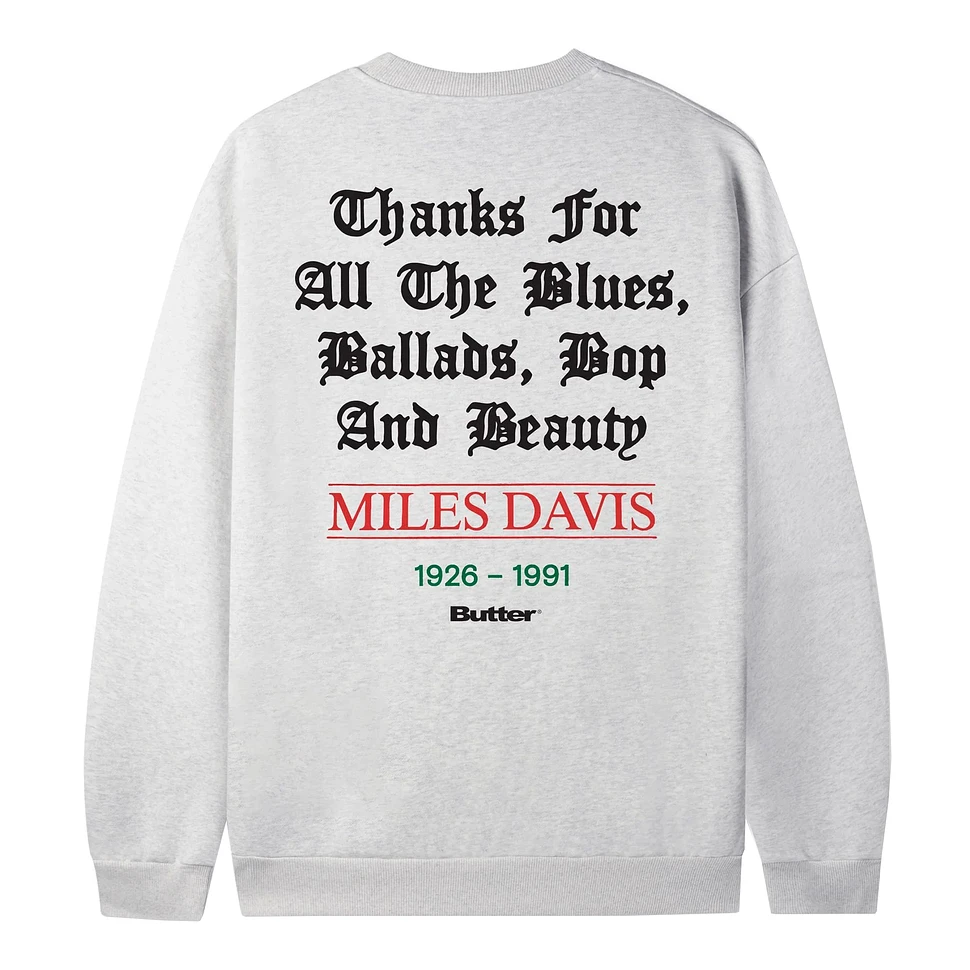 Butter Goods x Miles Davis - Thanks Crewneck