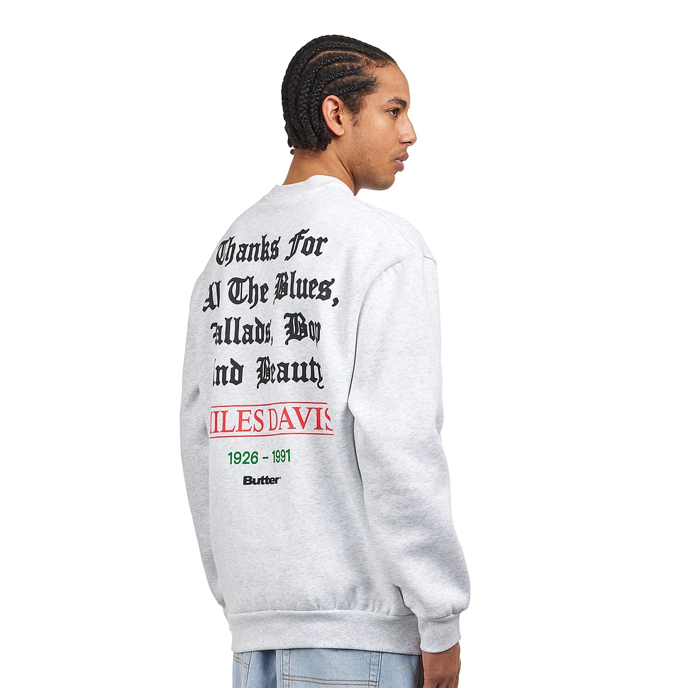 Butter Goods x Miles Davis - Thanks Crewneck