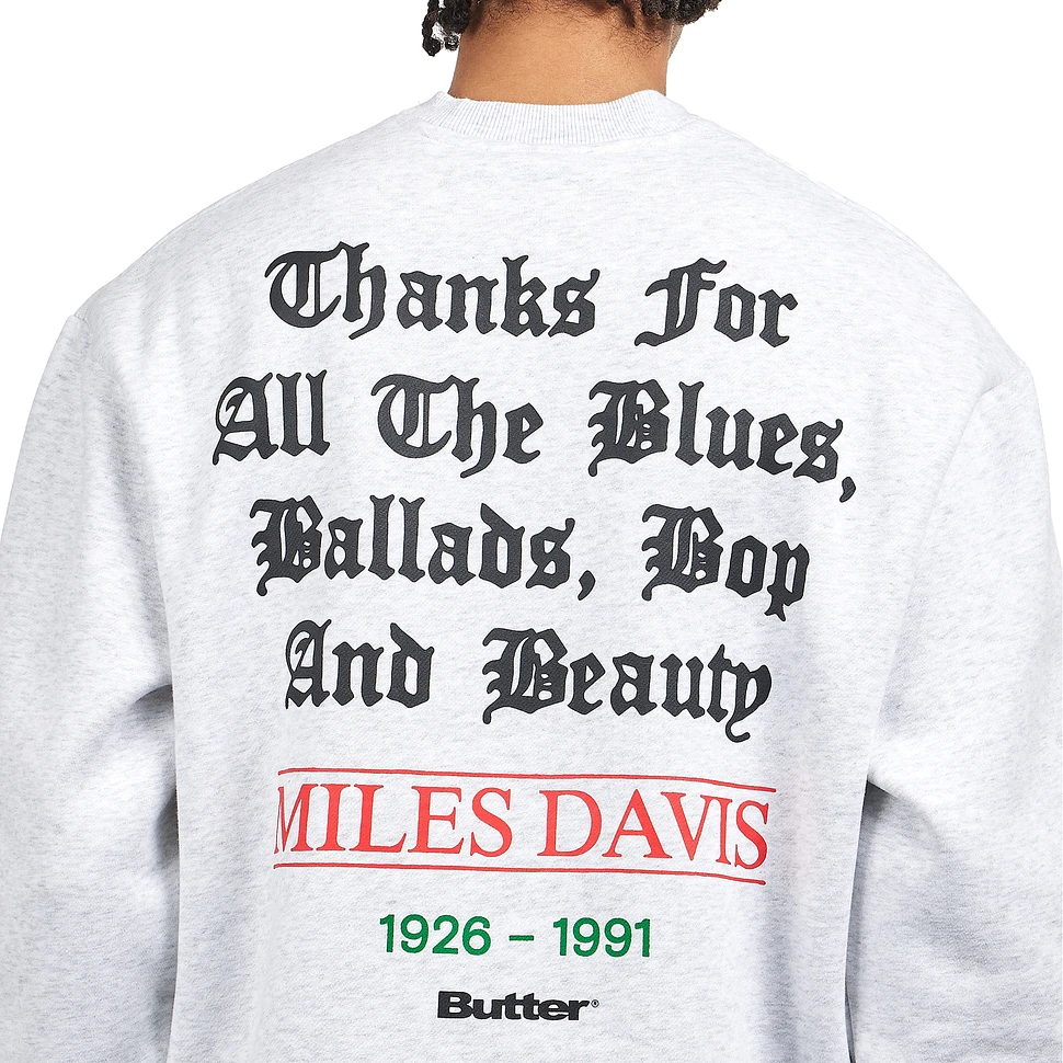 Butter Goods x Miles Davis - Thanks Crewneck