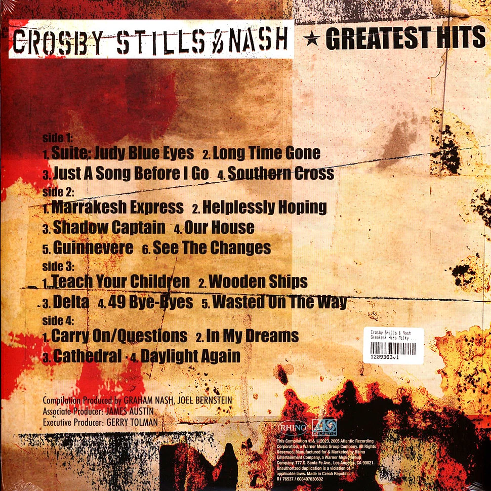 Crosby, Stills & Nash - Greatest Hits Milky Clear Vinyl Indies Only