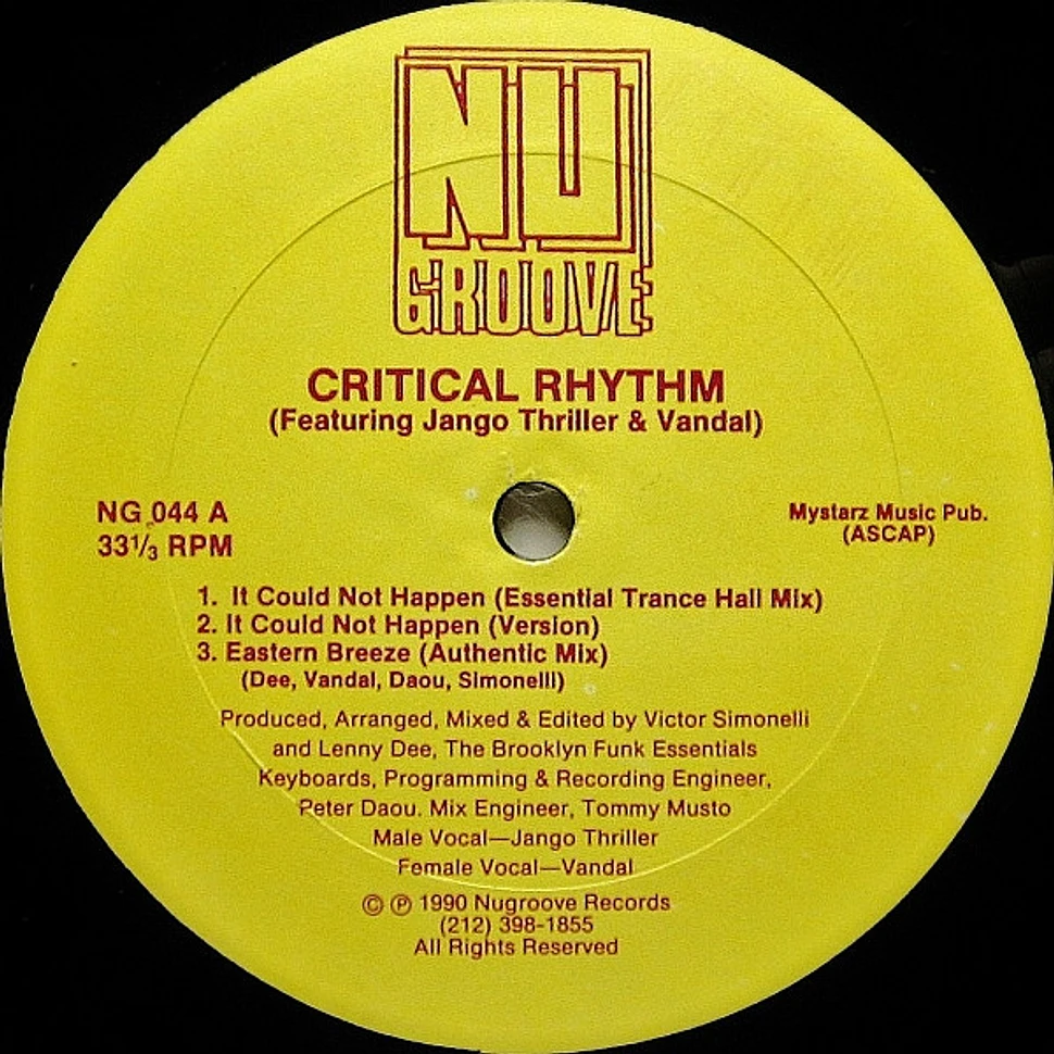 Critical Rhythm Featuring Jango Thriller & Vandal - It Could Not Happen