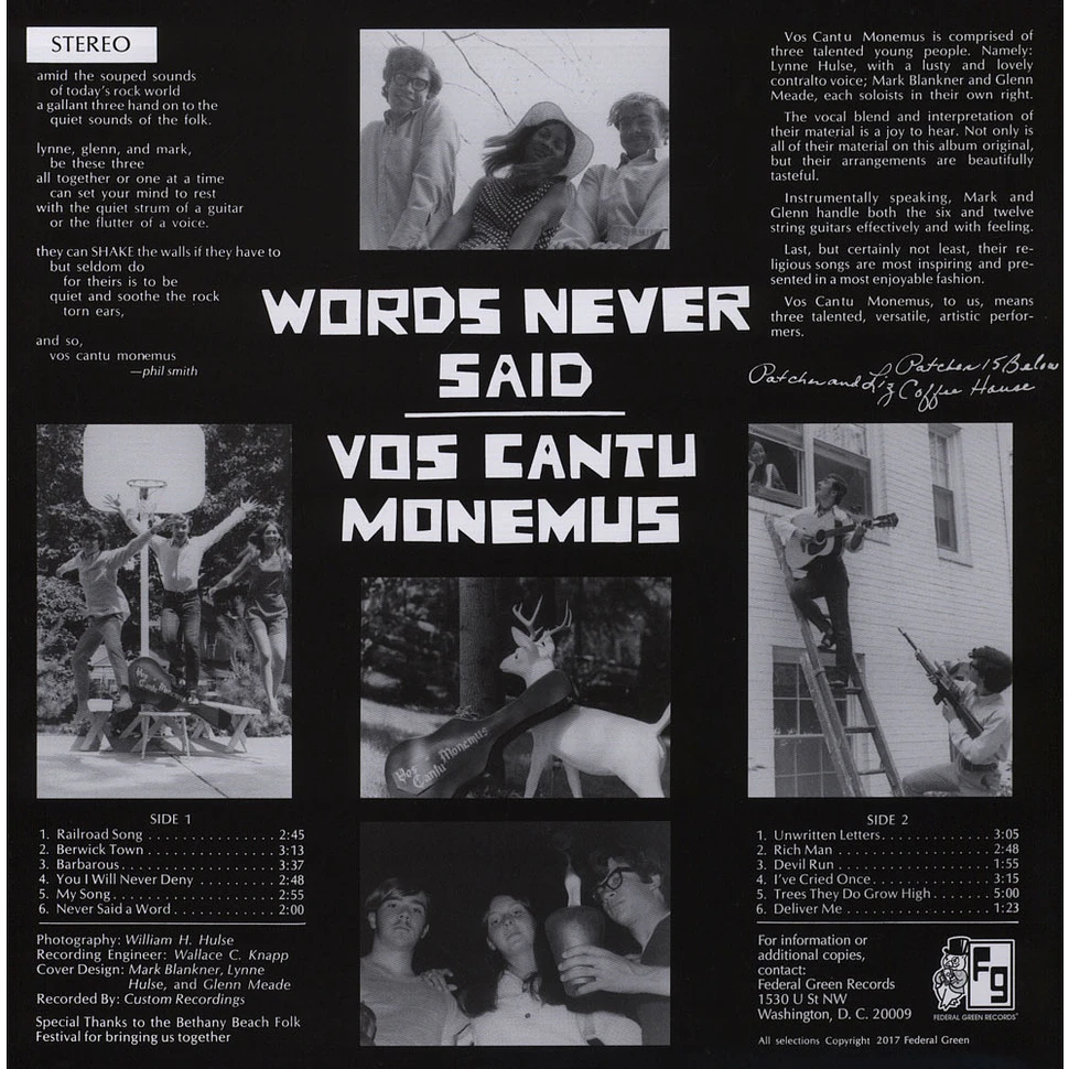 Vos Cantu Monemus - Words Never Said