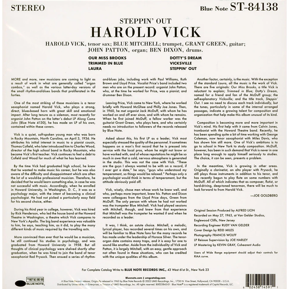 Harold Vick - Steppin' Out Tone Poet Vinyl Edition