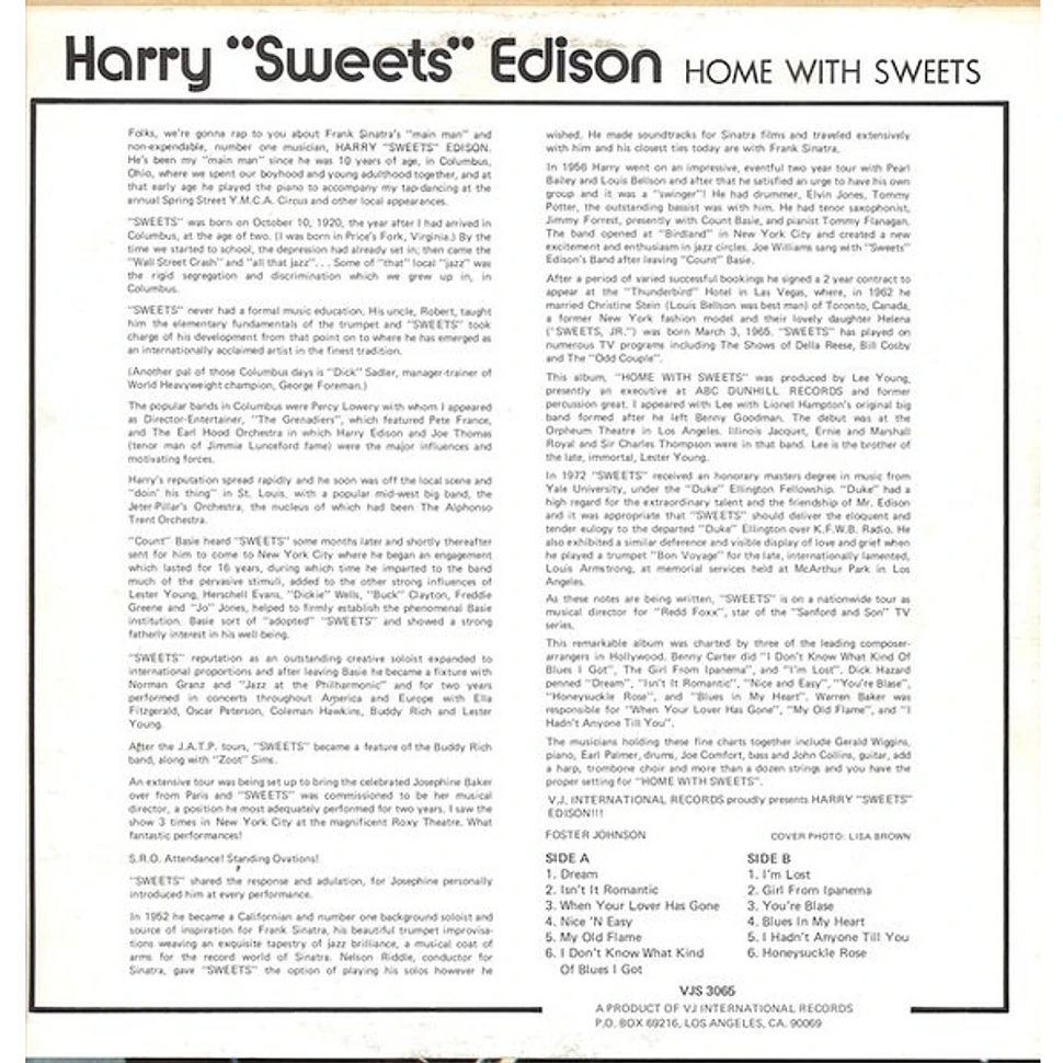 Harry Edison - Home With Sweets