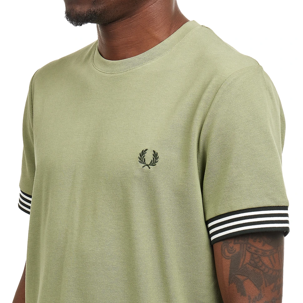 FRED PERRY☆ Striped Cuff T-Shirt OLIVE MINT Fred Perry Striped Cuff T-Shirt in Olive Mint – The Maysons