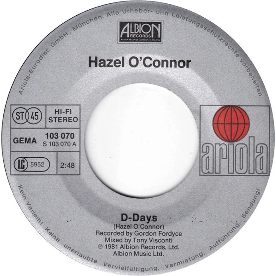 Hazel O'Connor - D-Days