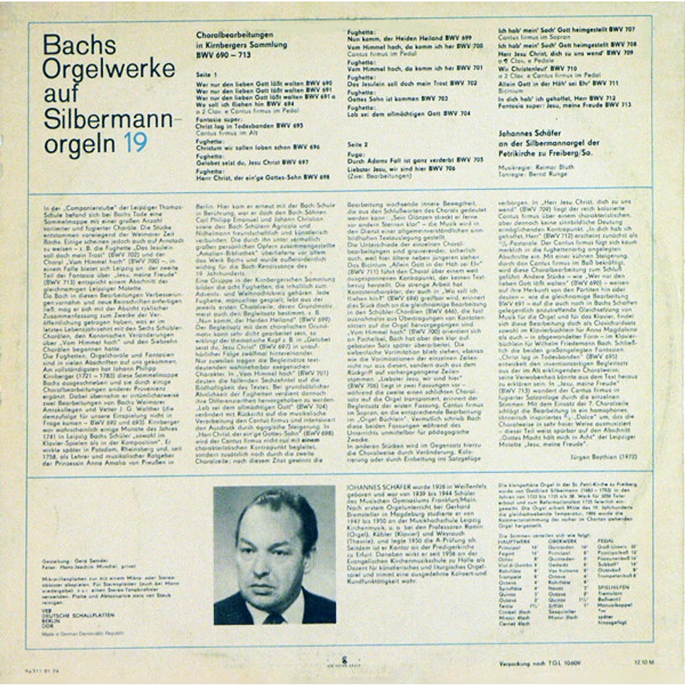 Johann Sebastian Bach, Johannes Schäfer - Bachs Orgelwerke Auf Silbermannorgeln 19: Johannes Schäfer An Der Silbermannorgel Der Petrikirche Zu Freiberg