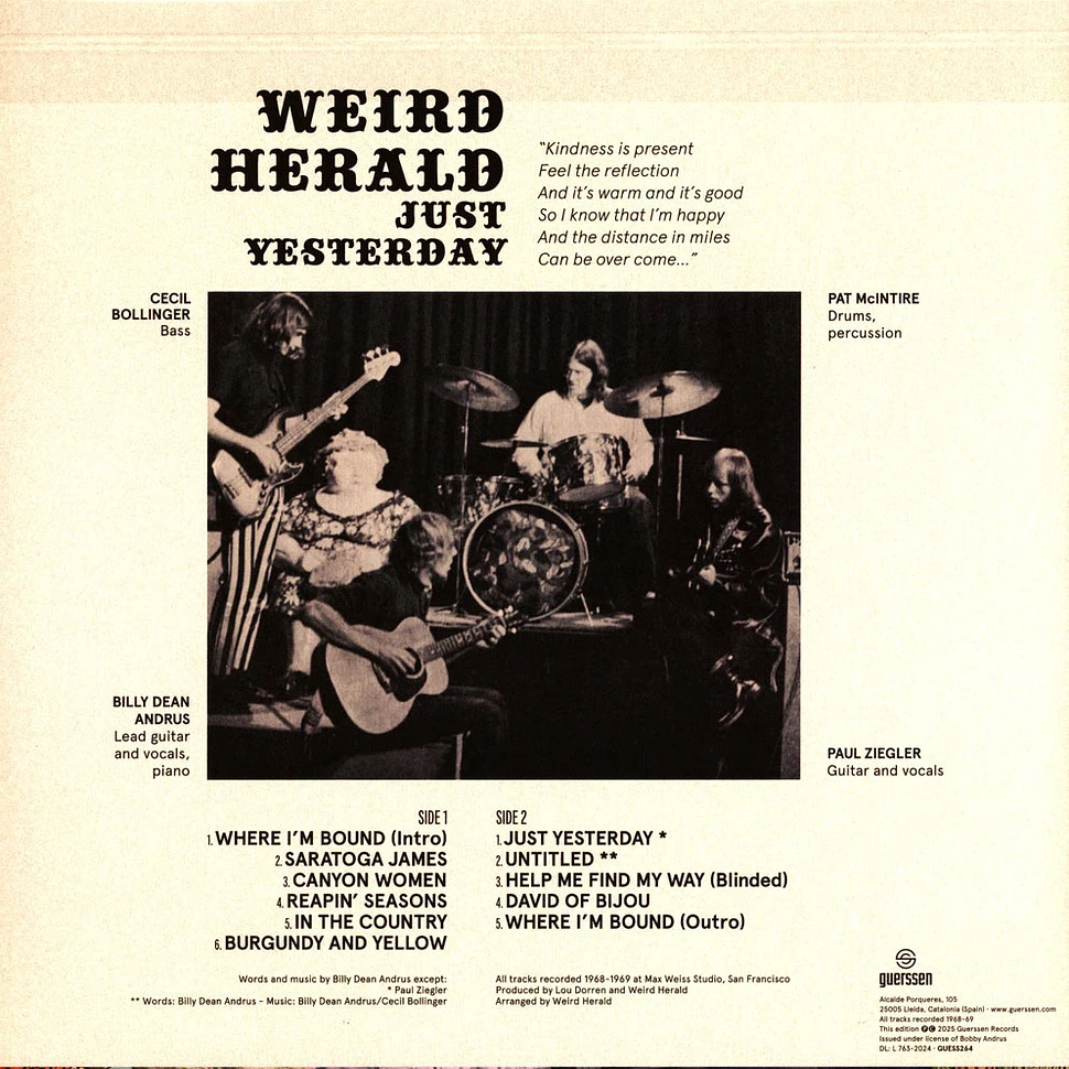 Weird Herald - Just Yesterday Black Vinyl Edition