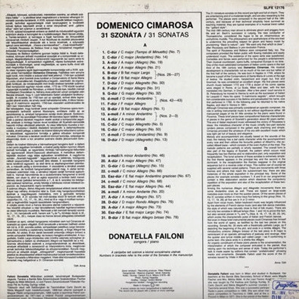 Domenico Cimarosa, Donatella Failoni - 31 Szonata = 31 Sonatas