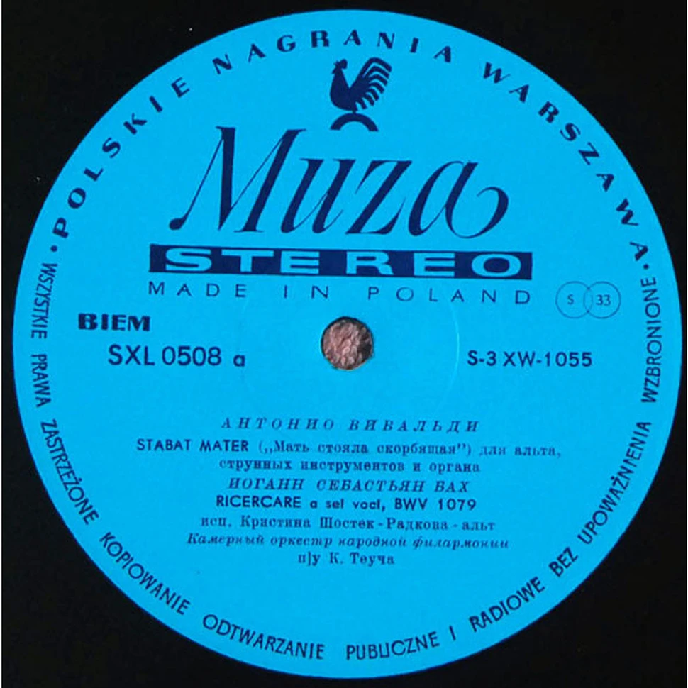 Antonio Vivaldi, Johann Sebastian Bach, Henry Purcell - Krystyna Szostek-Radkowa, Warsaw Philharmonic Chamber Orchestra , Drector Karol Teutsch - Stabat Mater. Ricercare. Aria. Pavan
