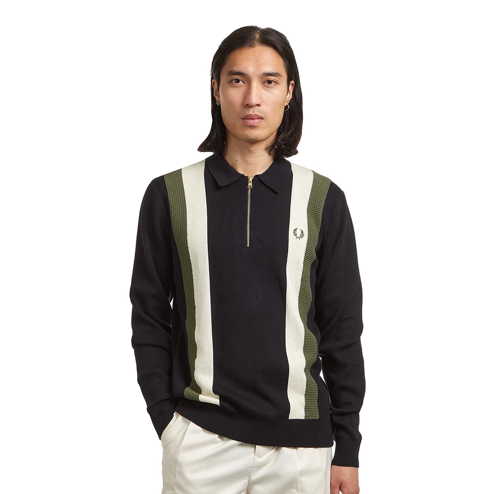 Fred Perry - Multi Texture LS Knitted Shirt (Black) | HHV