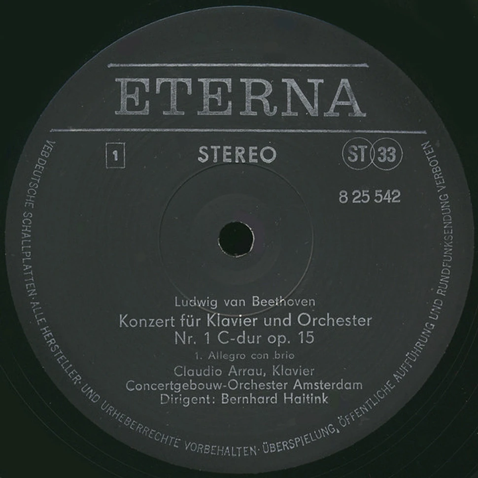 Ludwig van Beethoven, Claudio Arrau, Concertgebouworkest, Bernard Haitink - Konzert Für Klavier Und Orchester Nr. 1 C-dur Op. 15