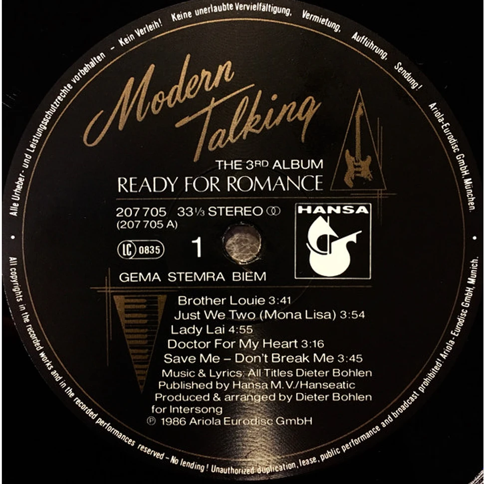 Modern Talking - Ready For Romance (The 3rd Album)