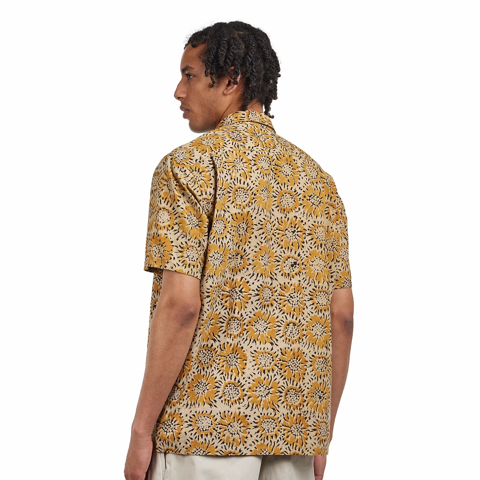 Beams Plus - Open Collar Block Print Sun Flower