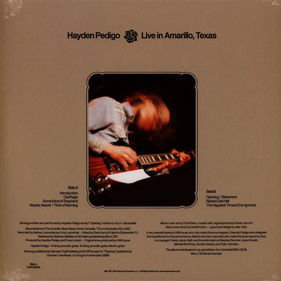 Hayden Pedigo - Live In Amarillo, Texas - Vinyl LP - 2022 - UK