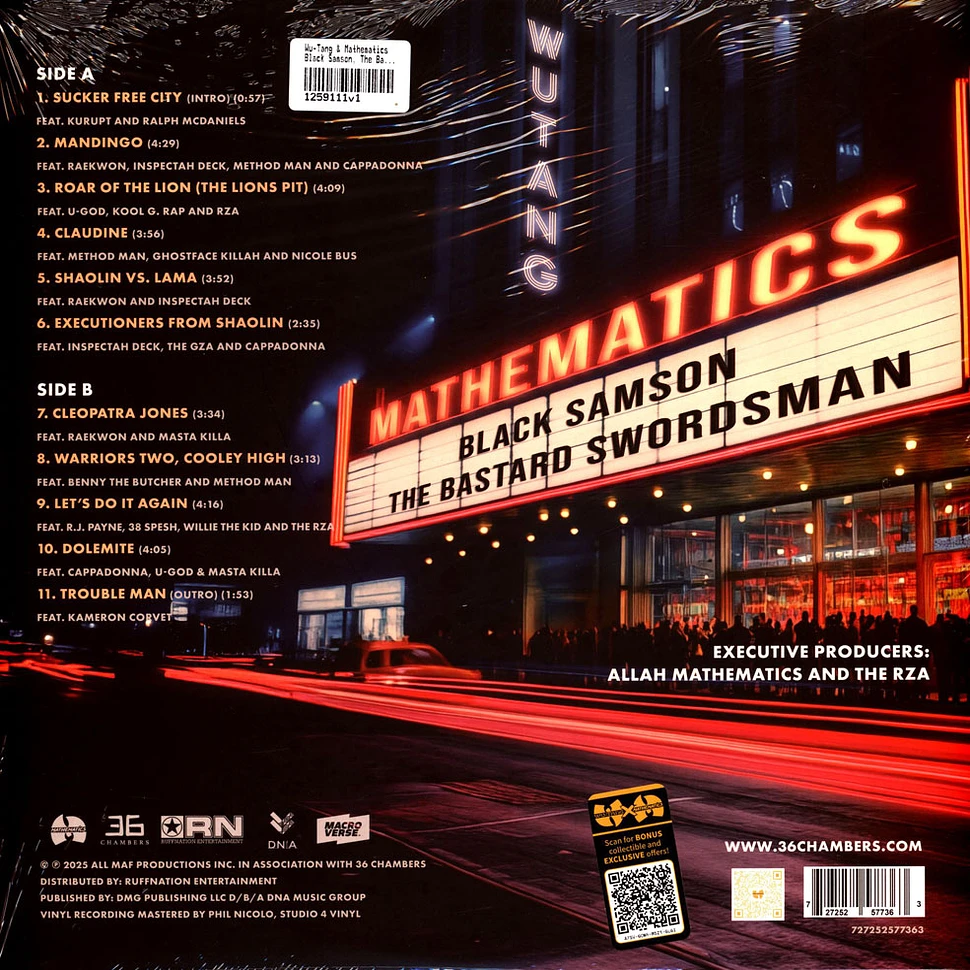 Wu-Tang X Mathematics - Black Samson, The Bastard Swordsman: Wu-Tang, Saga Continues Black Vinyl Edition