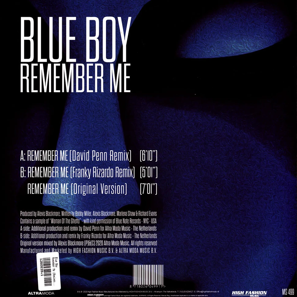 Blue Boy - Remember Me (Remixes) 2025 Clear Blue Vinyl Repress