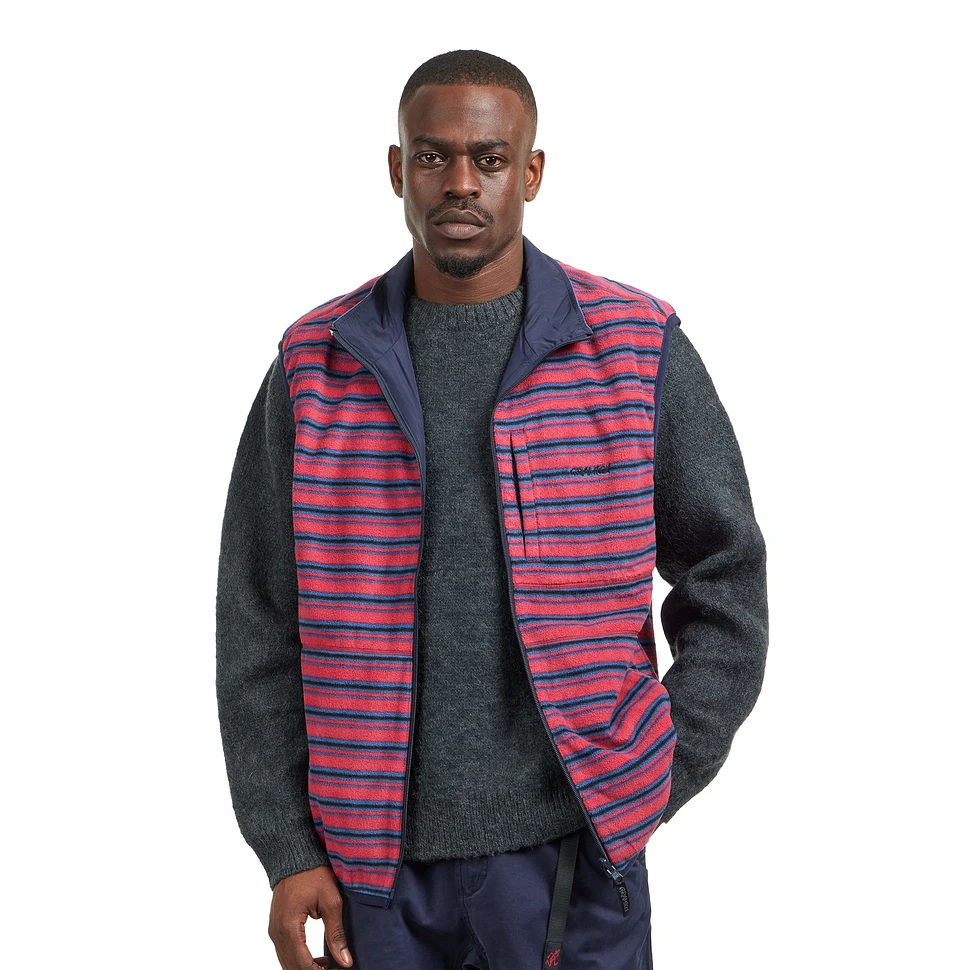 Gramicci - Thermal Fleece Reversible Vest (Berry Stripe) | HHV