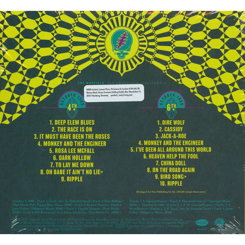 Grateful Dead - The Warfield, San Francisco, Ca Oct 4 & 6, 1980