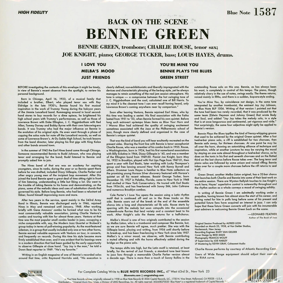 Bennie Green - Back On The Scene Tone Poet Vinyl Edition