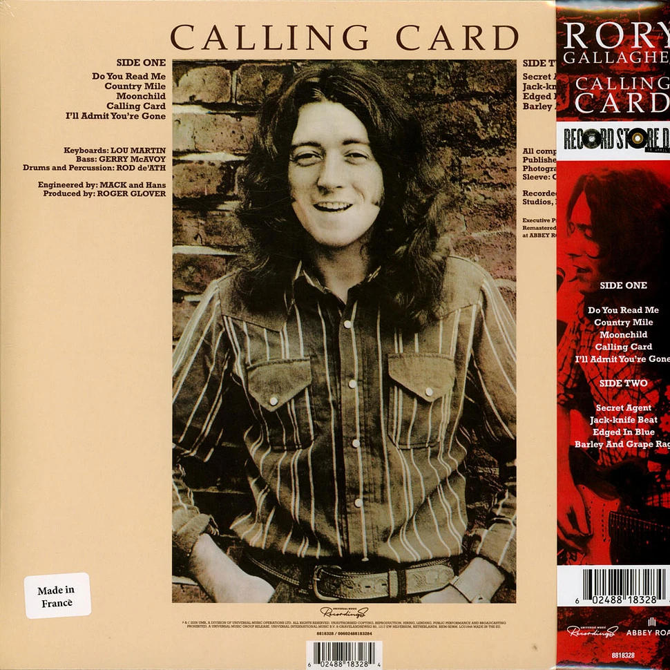 Rory Gallagher - Calling Card Record Store Day 2026 Edition - Vinyl LP ...